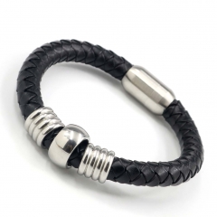 Stainless steel jewelry men's leather bangles wholesale