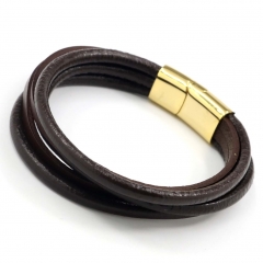 Stainless steel jewelry men's leather bangles wholesale