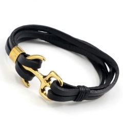 Stainless steel jewelry men's leather bangles wholesale