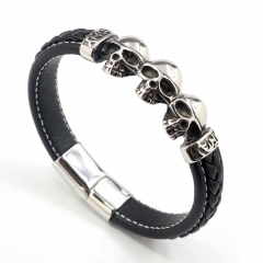 Stainless steel jewelry men's leather bangles wholesale
