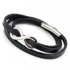 Stainless steel jewelry men's leather bangles wholesale