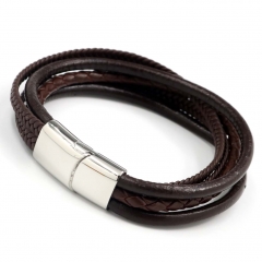 Stainless steel jewelry men's leather bangles wholesale