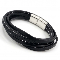 Stainless steel jewelry men's leather bangles wholesale