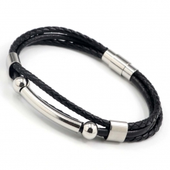 Stainless steel jewelry men's leather bangles wholesale