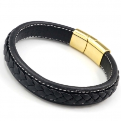 Stainless steel jewelry men's leather bangles wholesale