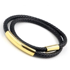 Stainless steel jewelry men's leather bangles wholesale
