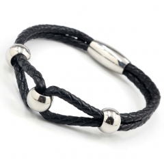 Stainless steel jewelry men's leather bangles wholesale