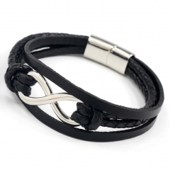 Stainless steel jewelry men's leather bangles wholesale