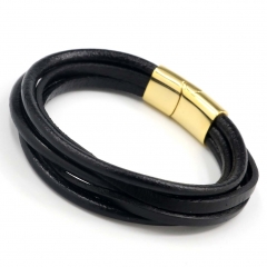 Stainless steel jewelry men's leather bangles wholesale
