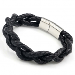 Stainless steel jewelry men's leather bangles wholesale