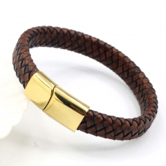 Stainless steel jewelry men's leather bangles wholesale