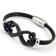 Stainless steel jewelry men's leather bangles wholesale
