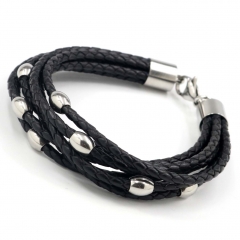 Stainless steel jewelry men's leather bangles wholesale