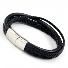 Stainless steel jewelry men's leather bangles wholesale