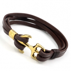 Stainless steel jewelry men's leather bangles wholesale