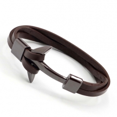 Stainless steel jewelry men's leather bangles wholesale