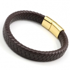 Stainless steel jewelry men's leather bangles wholesale