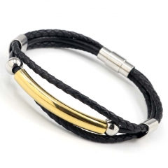 Stainless steel jewelry men's leather bangles wholesale