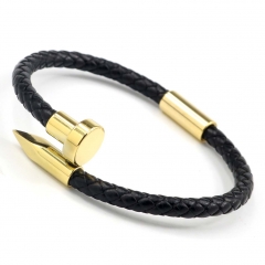 Stainless steel jewelry men's leather bangles wholesale