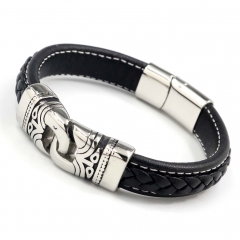 Stainless steel jewelry men's leather bangles wholesale