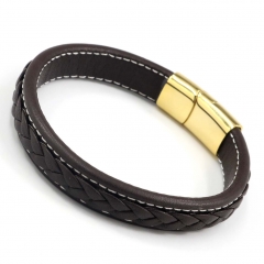 Stainless steel jewelry men's leather bangles wholesale