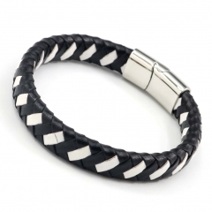 Stainless steel jewelry men's leather bangles wholesale