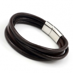 Stainless steel jewelry men's leather bangles wholesale