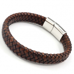 Stainless steel jewelry men's leather bangles wholesale