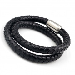 Stainless steel jewelry men's leather bangles wholesale