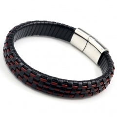 Stainless steel jewelry men's leather bangles wholesale