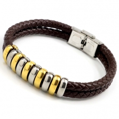 Stainless steel jewelry men's leather bangles wholesale