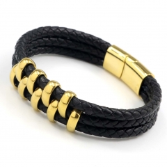 Stainless steel jewelry men's leather bangles wholesale