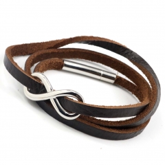 Stainless steel jewelry men's leather bangles wholesale