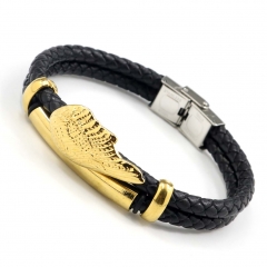 Stainless steel jewelry men's leather bangles wholesale