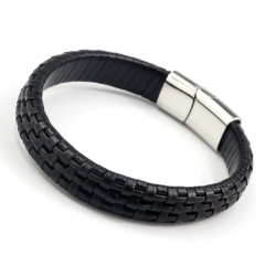 Stainless steel jewelry men's leather bangles wholesale