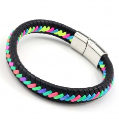 Stainless steel jewelry men's leather bangles wholesale
