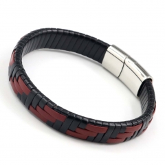 Stainless steel jewelry men's leather bangles wholesale