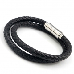Stainless steel jewelry men's leather bangles wholesale