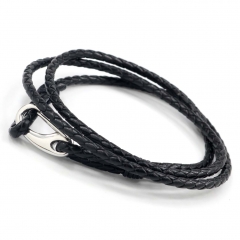 Stainless steel jewelry men's leather bangles wholesale