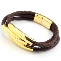 Stainless steel jewelry men's leather bangles wholesale