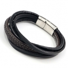Stainless steel jewelry men's leather bangles wholesale