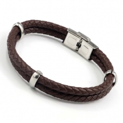 Stainless steel jewelry men's leather bangles wholesale