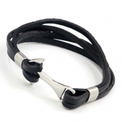 Stainless steel jewelry men's leather bangles wholesale