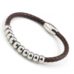 Stainless steel jewelry men's leather bangles wholesale
