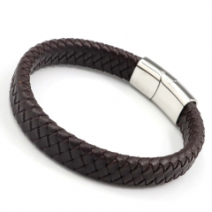 Stainless steel jewelry men's leather bangles wholesale
