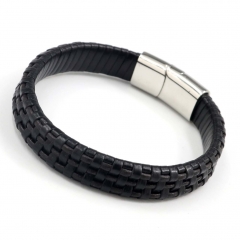 Stainless steel jewelry men's leather bangles wholesale