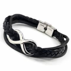 Stainless steel jewelry men's leather bangles wholesale