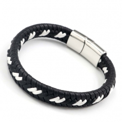 Stainless steel jewelry men's leather bangles wholesale