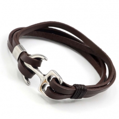 Stainless steel jewelry men's leather bangles wholesale