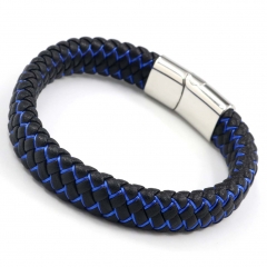 Stainless steel jewelry men's leather bangles wholesale